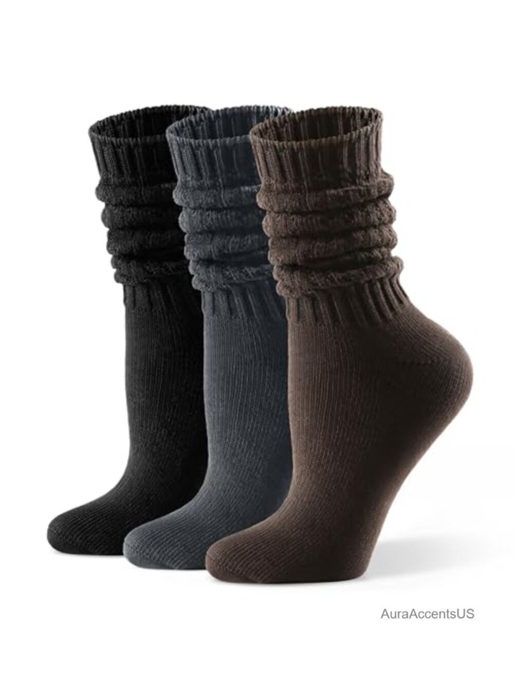 Cozy Slouch Crew Socks Cotton Blend Seamless Toe Women's Calf Socks